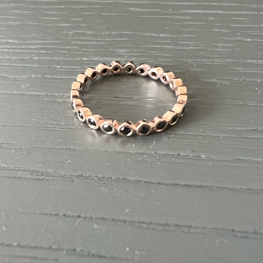 Black Diamond Rose Gold Bezel Eternity Ring